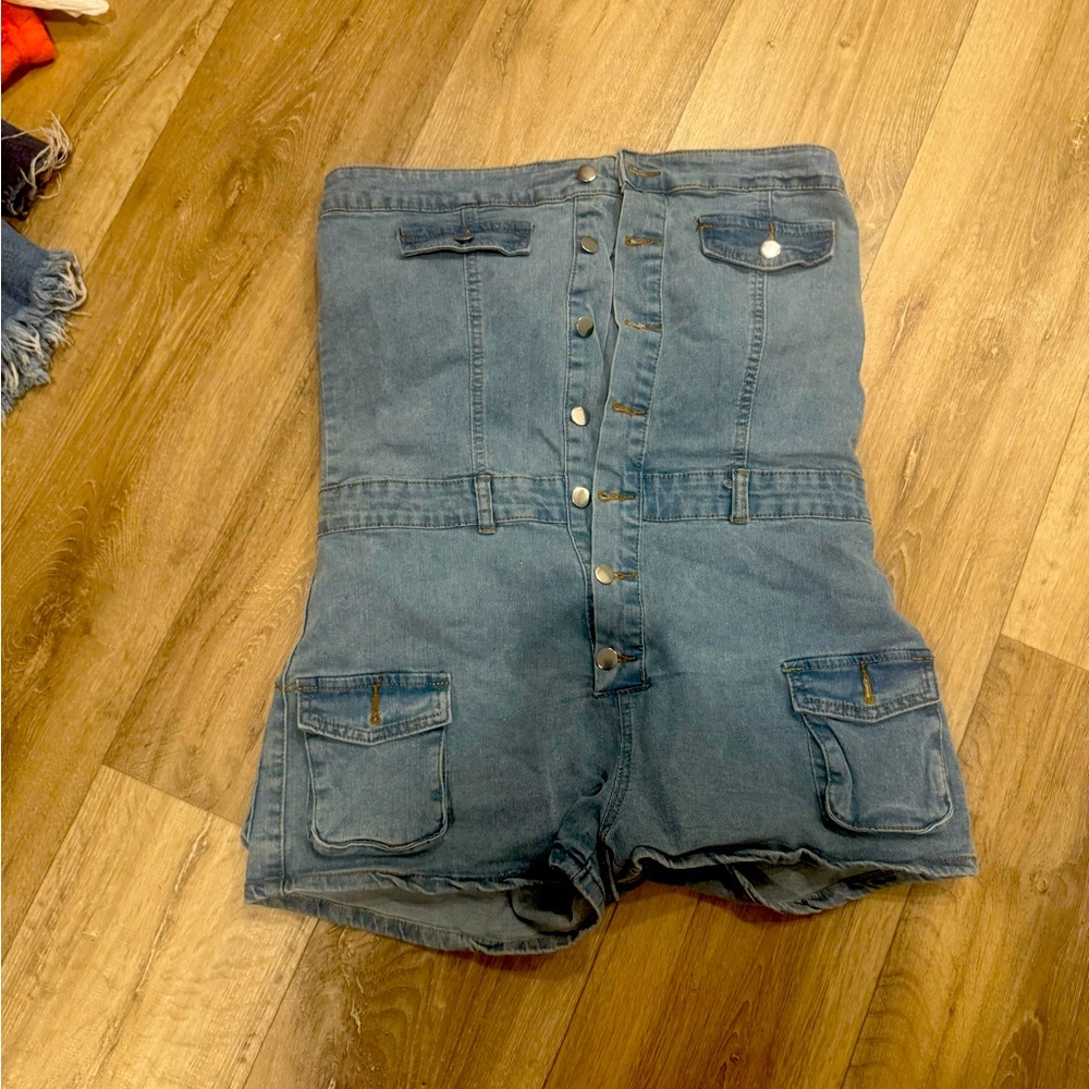 Blue Jean jumpsuit shorts
